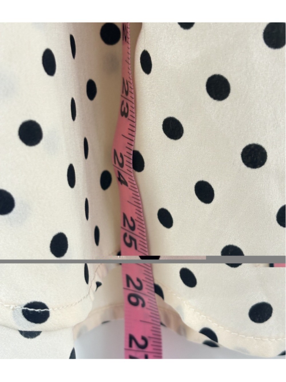 Kut from the Kloth Cream with Black polka dot collared button up long sleeve M - Picture 4 of 8